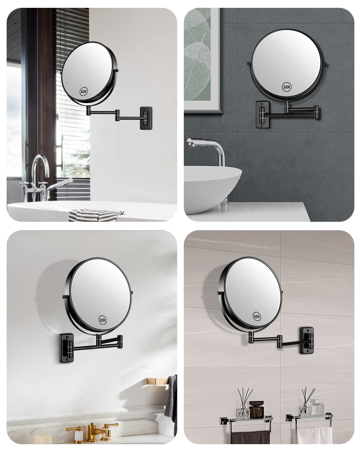 Gospire 9” Wall Mounted Lighted 1X/10X Magnifying Mirror with Touch Sensor