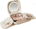 AMIRO Travel Makeup Bag with Stepless Brightness&3 Color LED Mirror, White