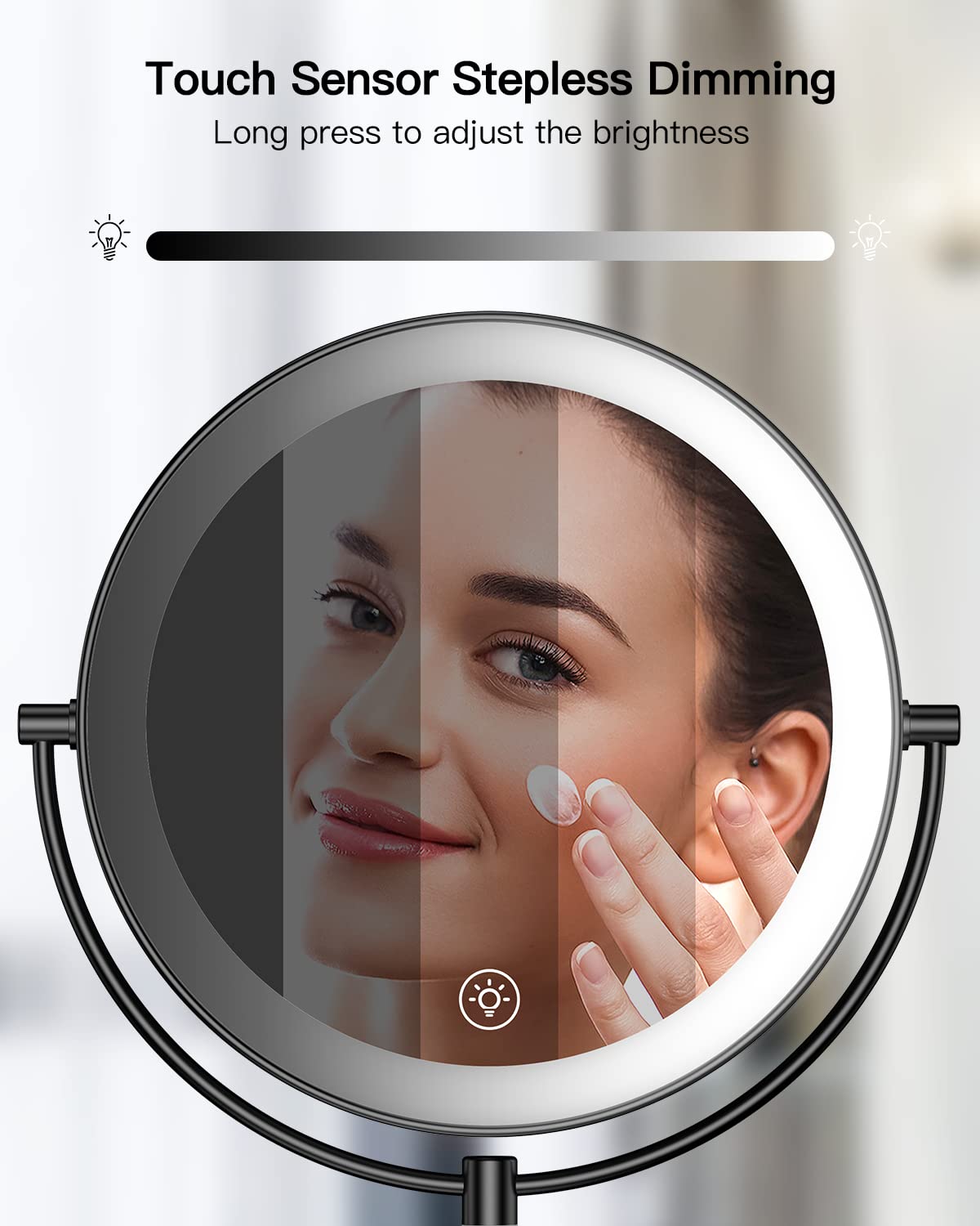 Gospire 9” Wall Mounted Lighted 1X/10X Magnifying Mirror with Touch Sensor