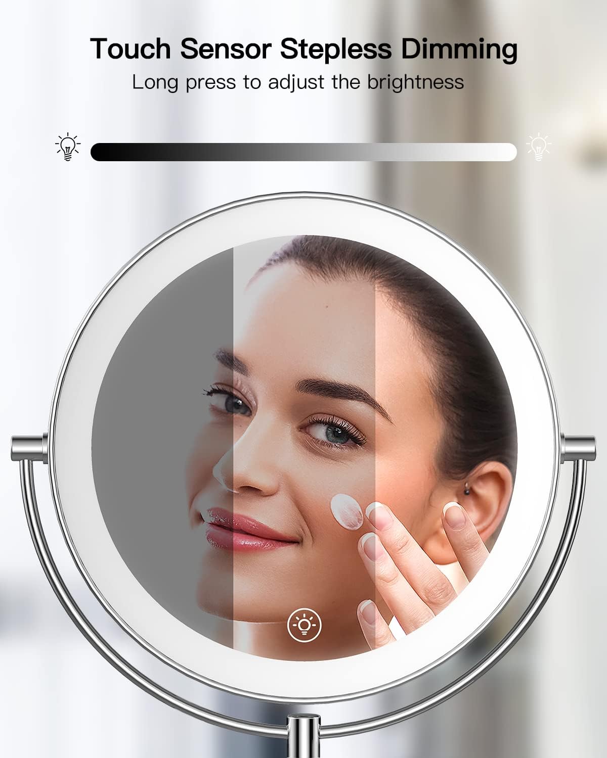 Gospire 9” Wall Mounted Lighted 1X/10X Magnifying Mirror with Touch Sensor