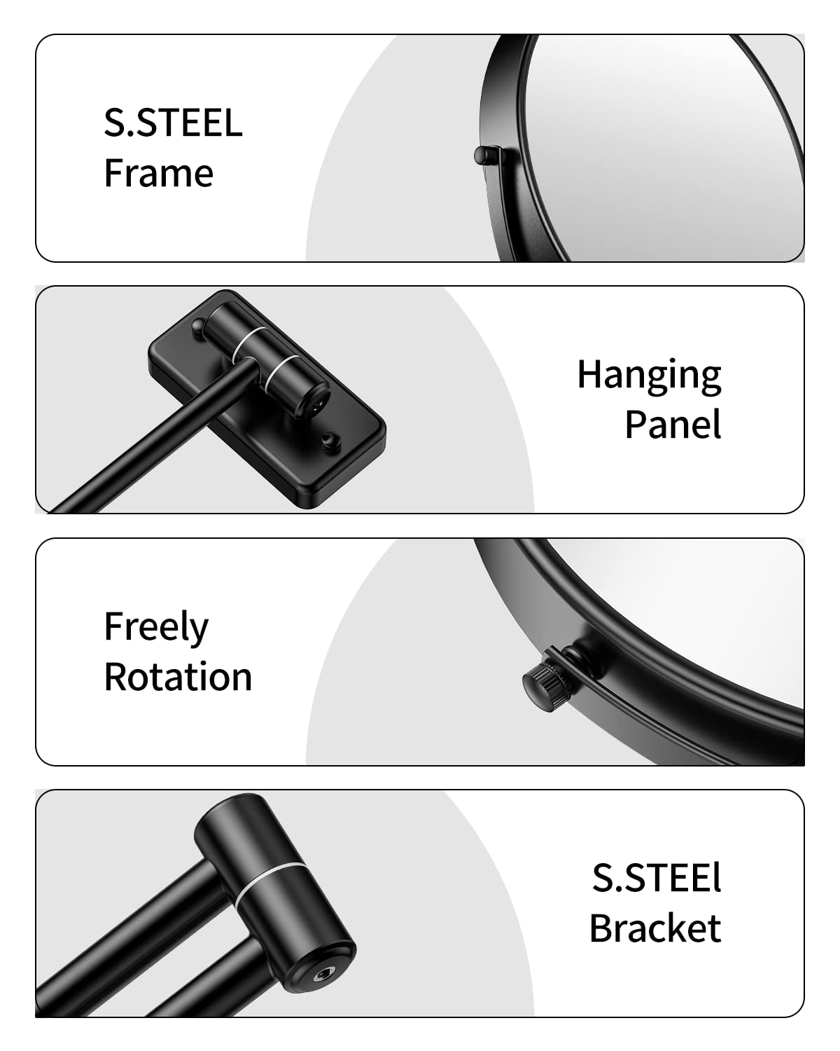 Gospire 9” Wall Mounted Lighted 1X/10X Magnifying Mirror with Touch Sensor