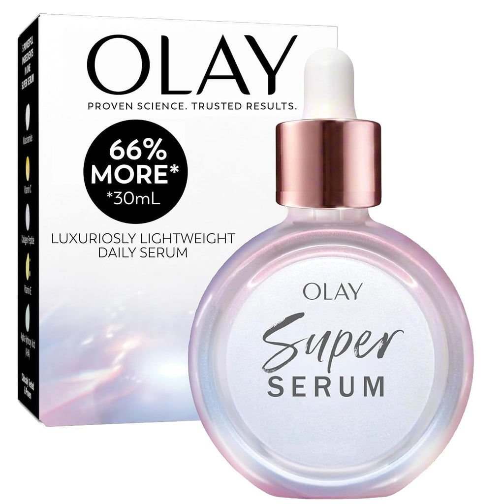 Olay Super Serum - Glow Serum for Face - Activated Niacinamide, Vitamin C & E, Collagen Peptide, AHA - 5-in-1 Benefits - Brightens, Hydrates, Smooths, Firms, Evens Tone, Proactive Anti-Aging, 1.7 Oz