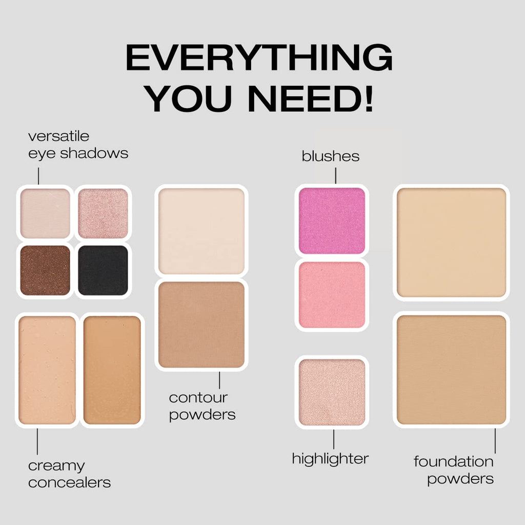 Woosh Beauty Fold Out Face Makeup Palette for Women, Nonrefillable – All-in-One Face Makeup Kit with Foundation, Concealer, Contour, Blush, Highlighter, Eyeshadow – Curated Shades by Skin Tone