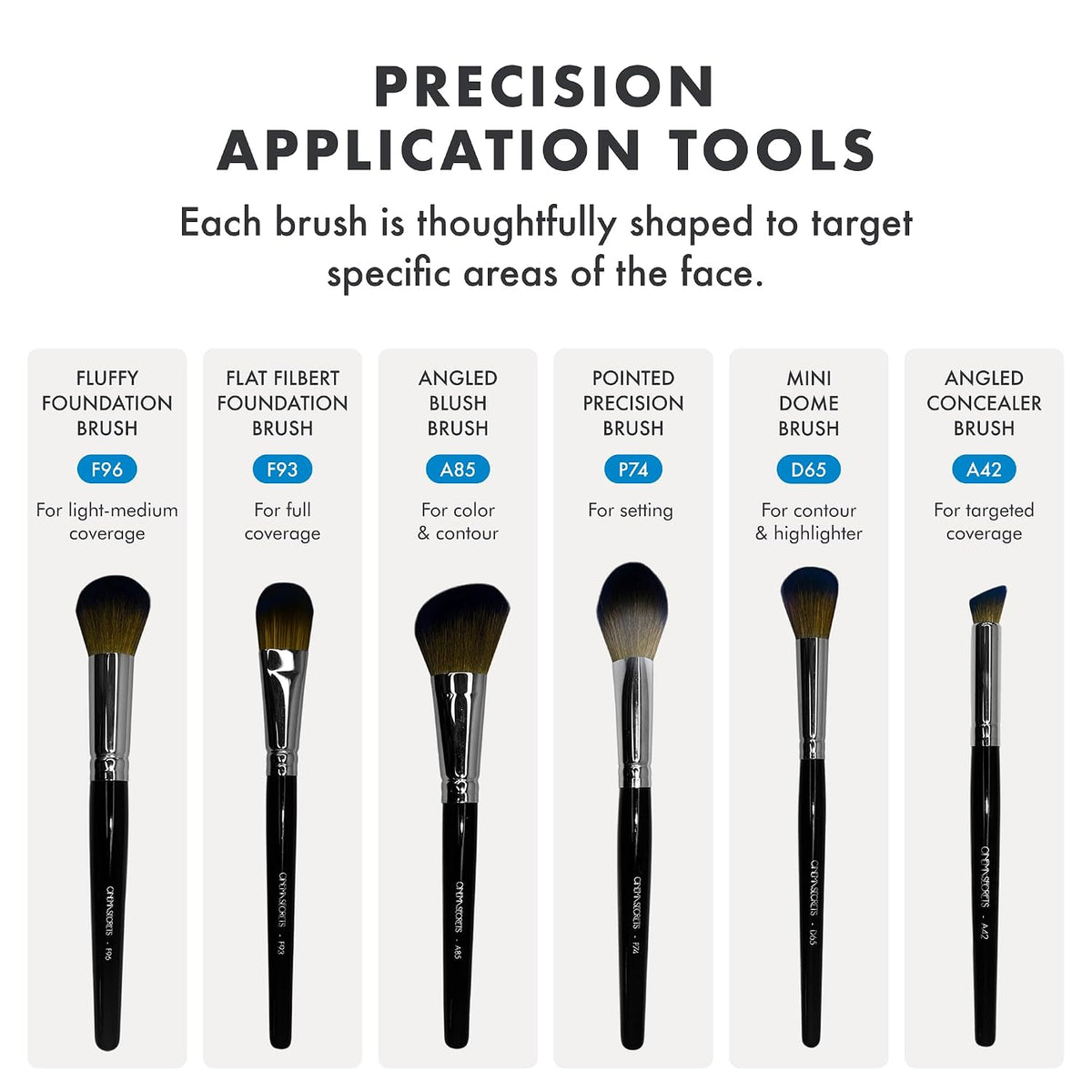 Cinema Secrets Professional Face Makeup Brush Set - Vegan Synthetic Foundation, Blush, Contour, Powder & Concealer Brushes - Complete Face Brush Kit for Women, Beginners & MUAs (6 Count)