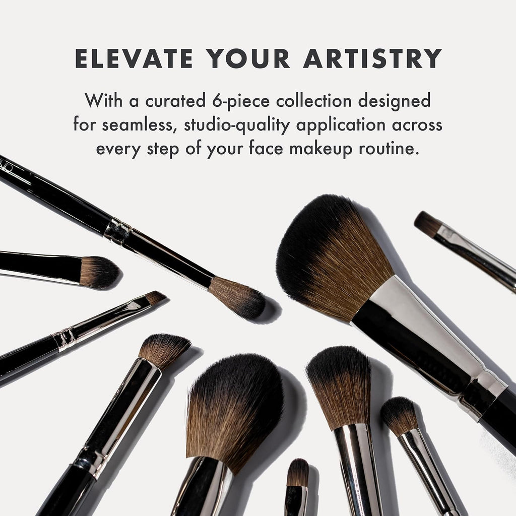 Cinema Secrets Professional Face Makeup Brush Set - Vegan Synthetic Foundation, Blush, Contour, Powder & Concealer Brushes - Complete Face Brush Kit for Women, Beginners & MUAs (6 Count)