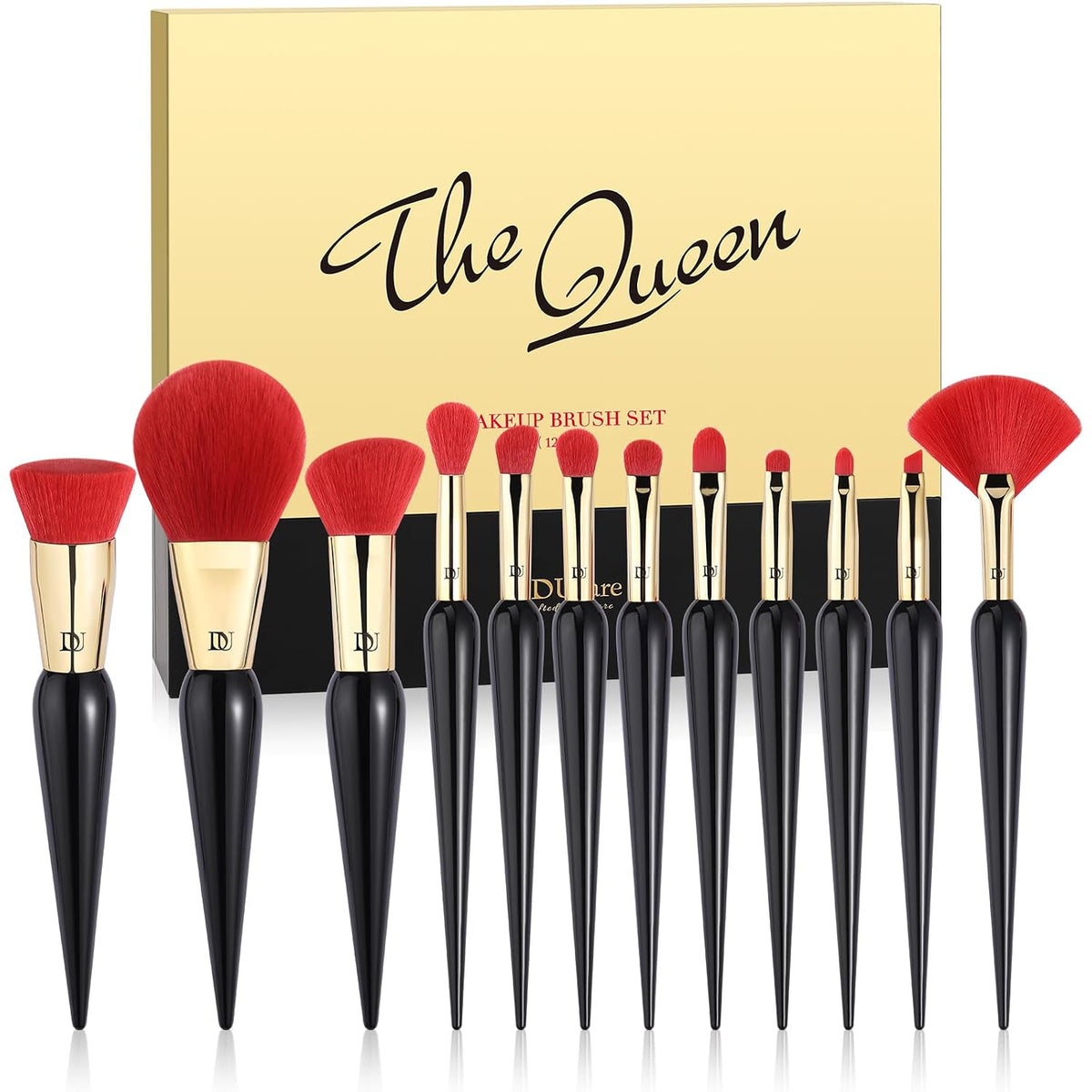 DUcare Makeup Brushes 12Pcs The Queen Series Makeup Brush set Premium Gifts Kabuki Foundation Blending Face Powder Blush Concealers Eye Shadows Brushes