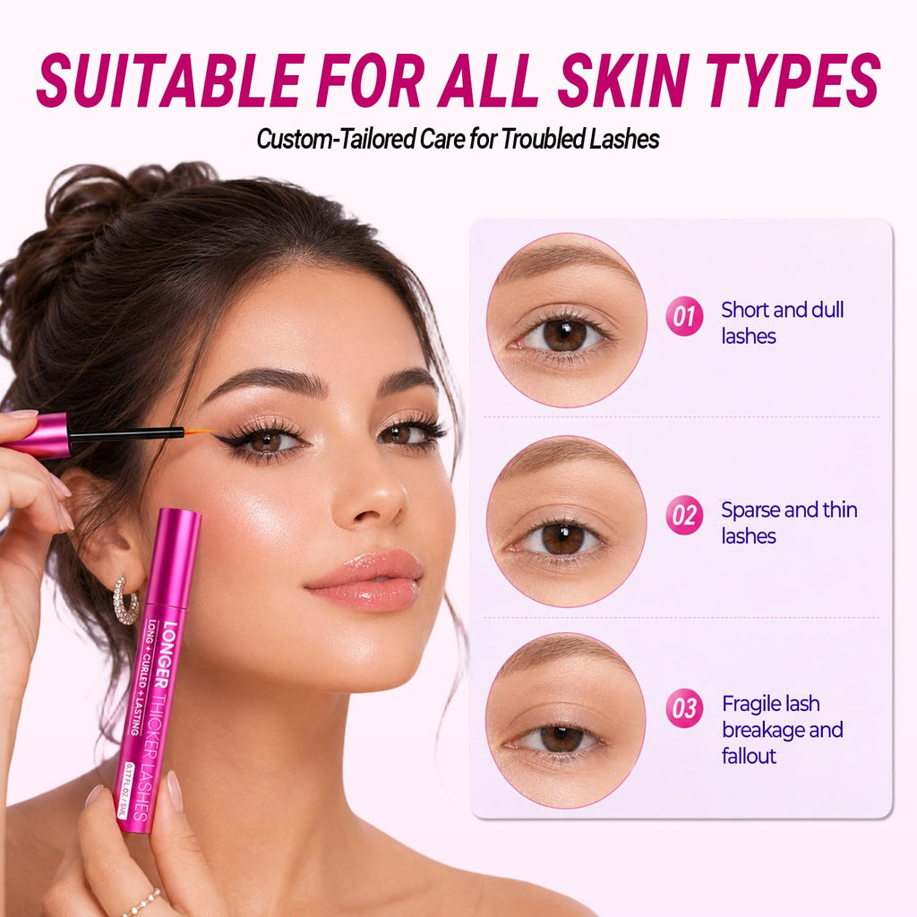 Eyelash Growth Serum-2 Pack Peptides Formula for Fuller Lashes,Brows,10ml | Lash Growth Serum With Ultra-Fine Precision Brush And Suitable For Sensitive Eyes and Lash Extensions.