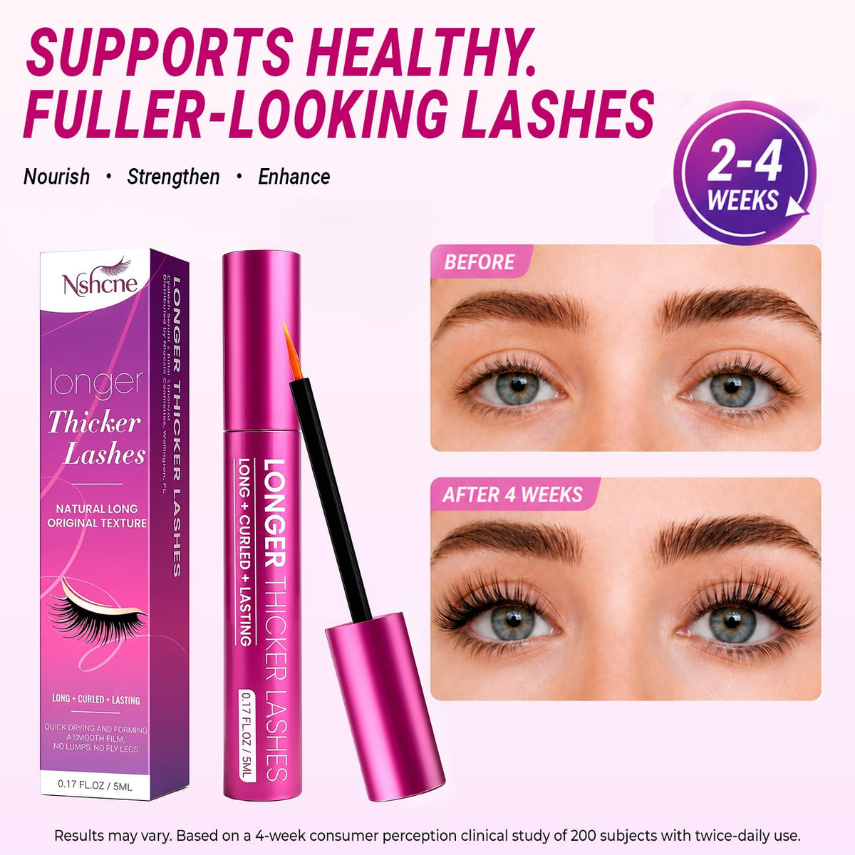 Eyelash Growth Serum-2 Pack Peptides Formula for Fuller Lashes,Brows,10ml | Lash Growth Serum With Ultra-Fine Precision Brush And Suitable For Sensitive Eyes and Lash Extensions.