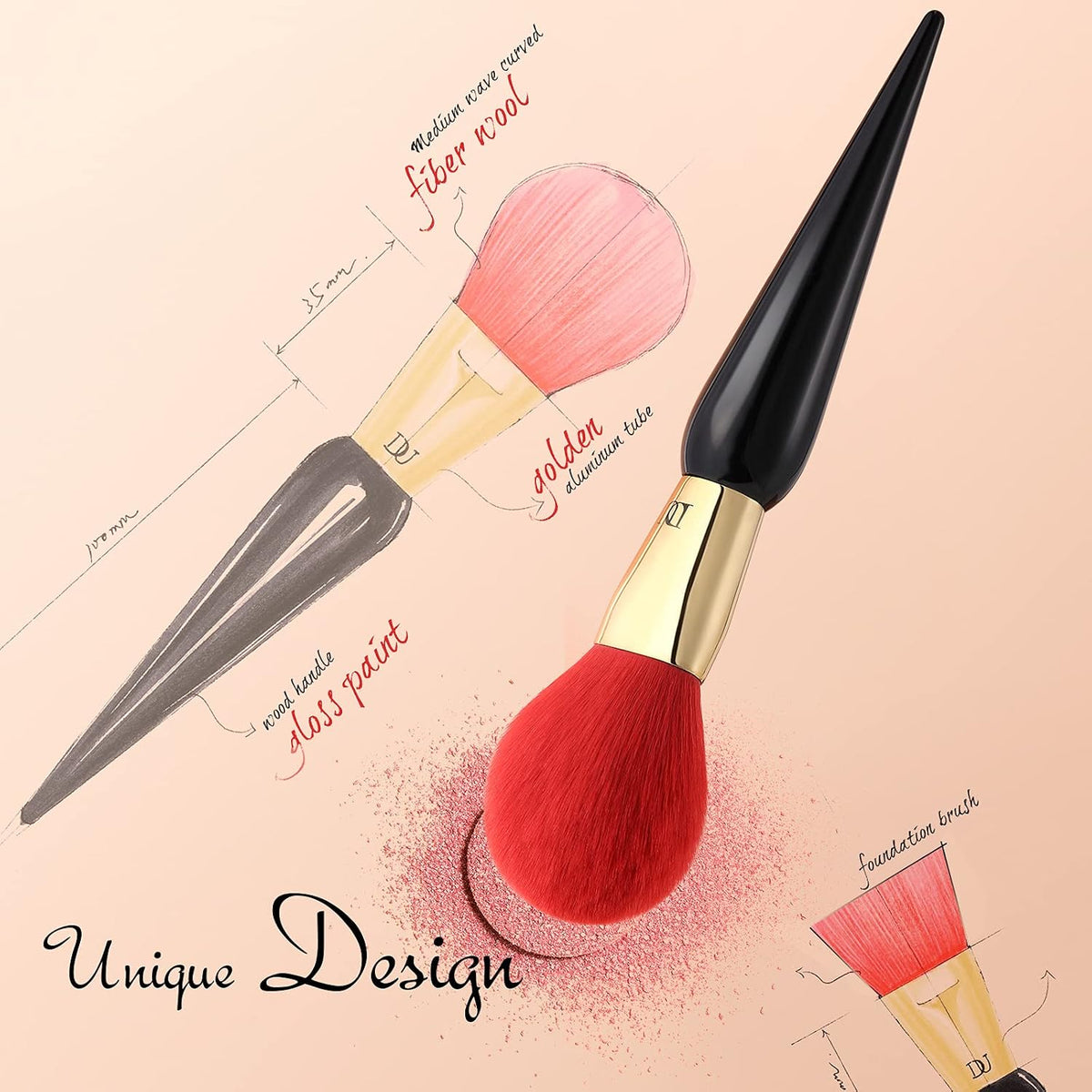 DUcare Makeup Brushes 12Pcs The Queen Series Makeup Brush set Premium Gifts Kabuki Foundation Blending Face Powder Blush Concealers Eye Shadows Brushes