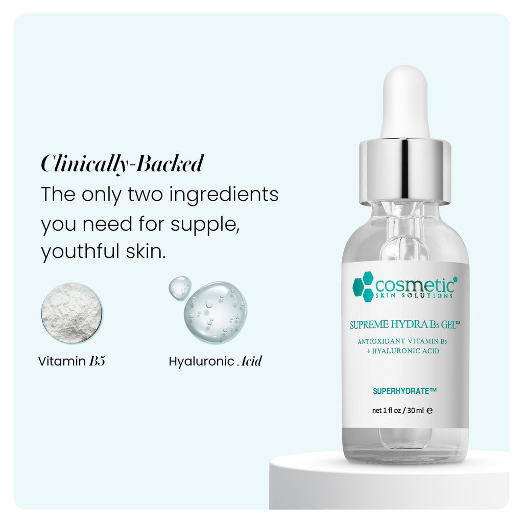 Supreme Hydra B5 Gel for Face, Deeply Moisturizing Vitamin B5 & Hyaluronic Acid Gel, Oil-Free Hydrating Moisturizer for Smooth, Plump Skin – 2 fl oz