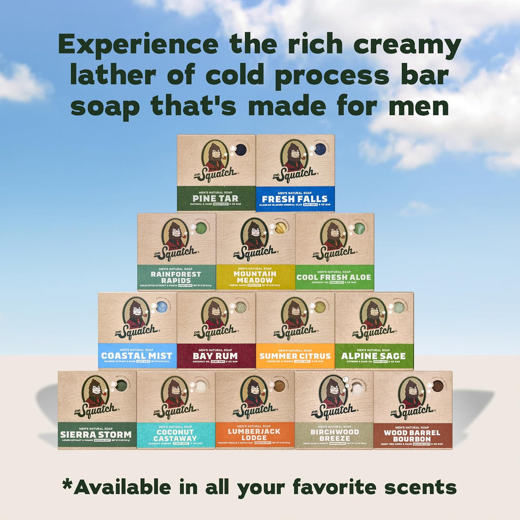 Dr. Squatch Natural Men’s Bar Soap, Body Soap Bar (5oz, 10-Pack)