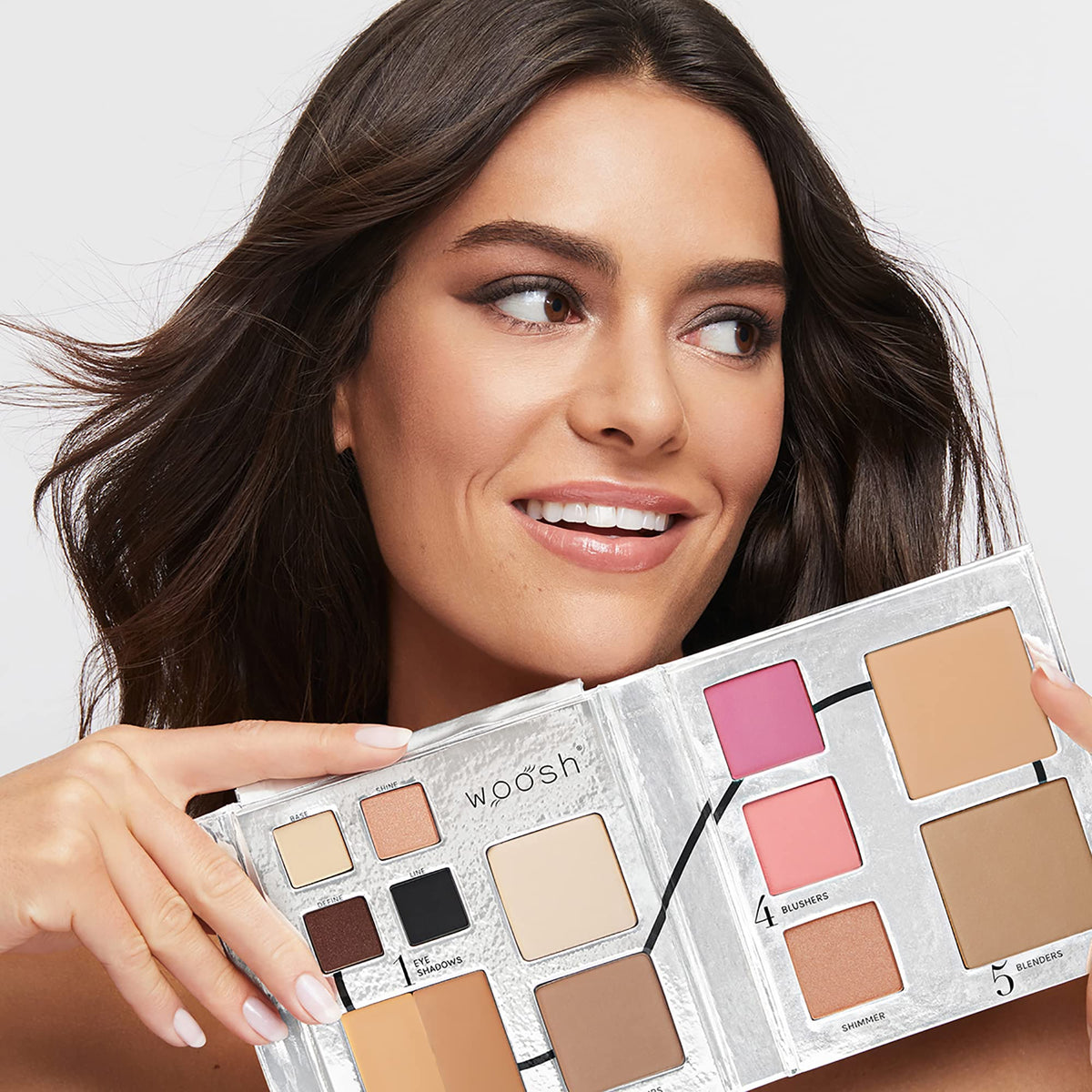 Woosh Beauty Fold Out Face Makeup Palette for Women, Nonrefillable – All-in-One Face Makeup Kit with Foundation, Concealer, Contour, Blush, Highlighter, Eyeshadow – Curated Shades by Skin Tone