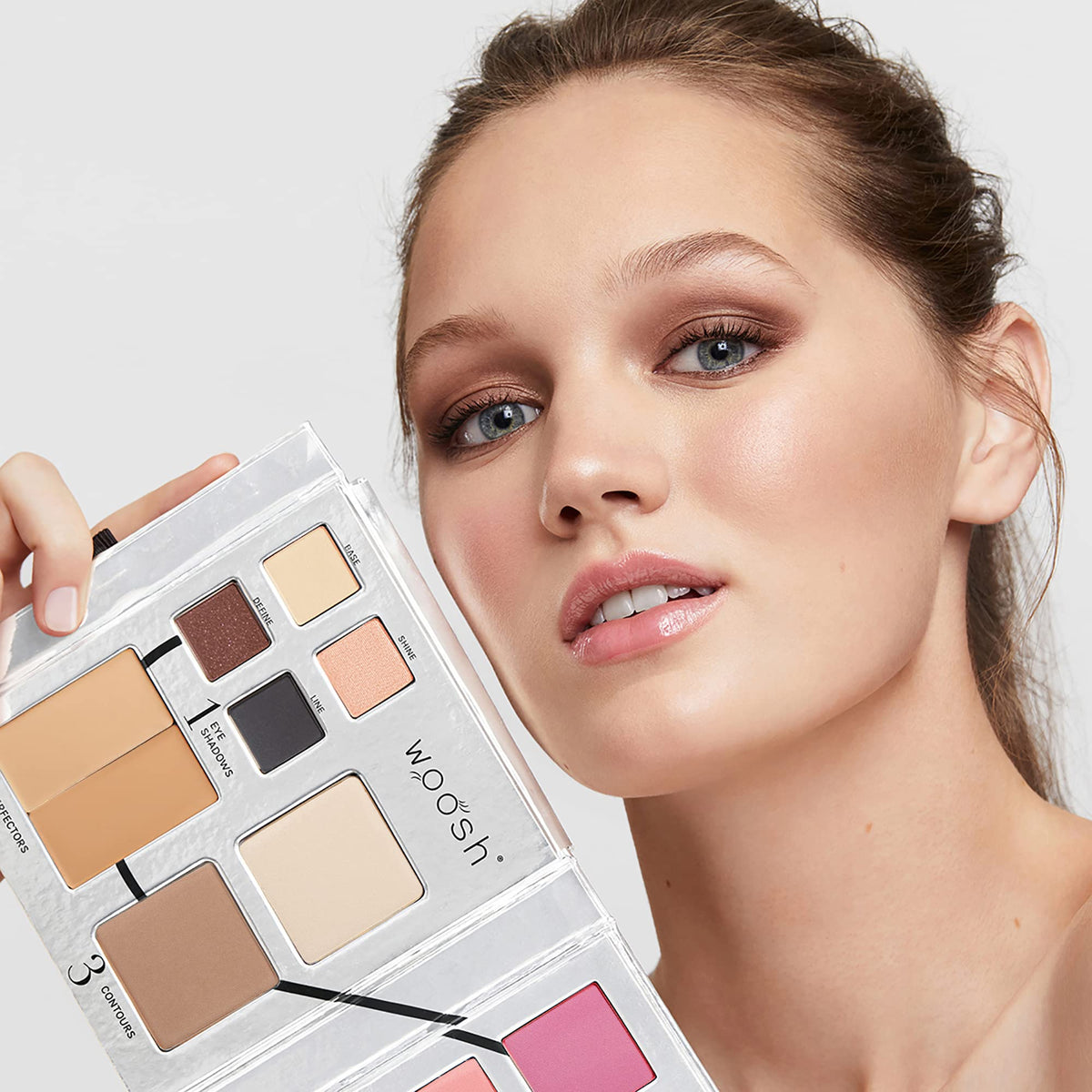 Woosh Beauty Fold Out Face Makeup Palette for Women, Nonrefillable – All-in-One Face Makeup Kit with Foundation, Concealer, Contour, Blush, Highlighter, Eyeshadow – Curated Shades by Skin Tone