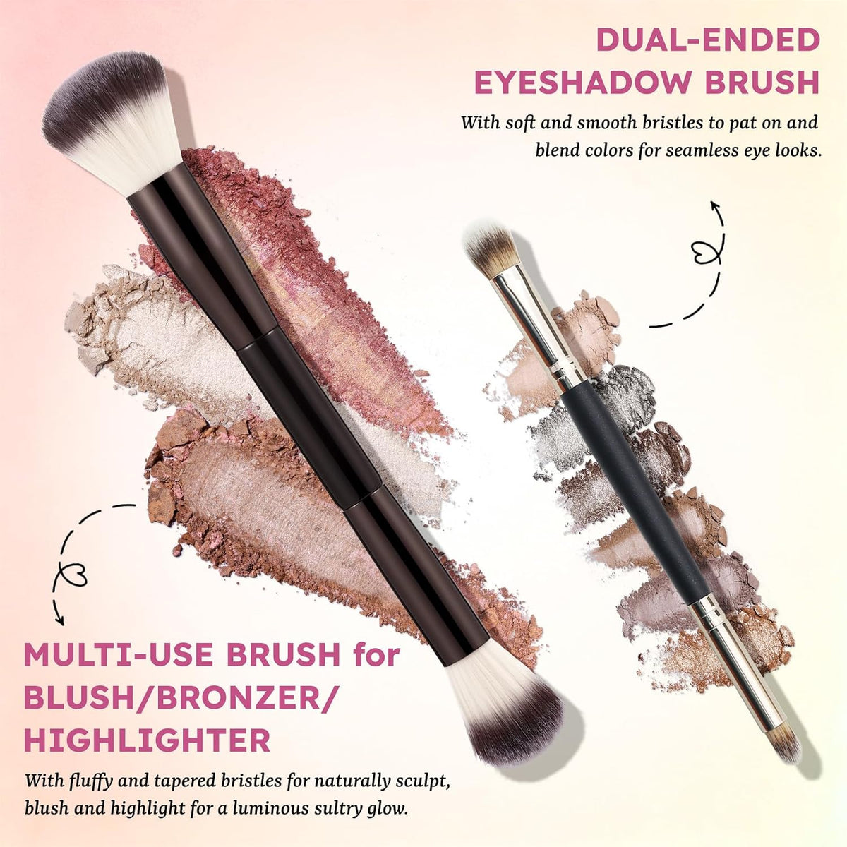 UCANBE Baked Makeup Palette Set - Include Blush, Highlighter, Bronzer, 8 Eyeshadows & Brushes, Pigmented All-in-One Face & Eye Powder Pallet Full Size Holiday Beauty Gift Kit, Travel Friendly