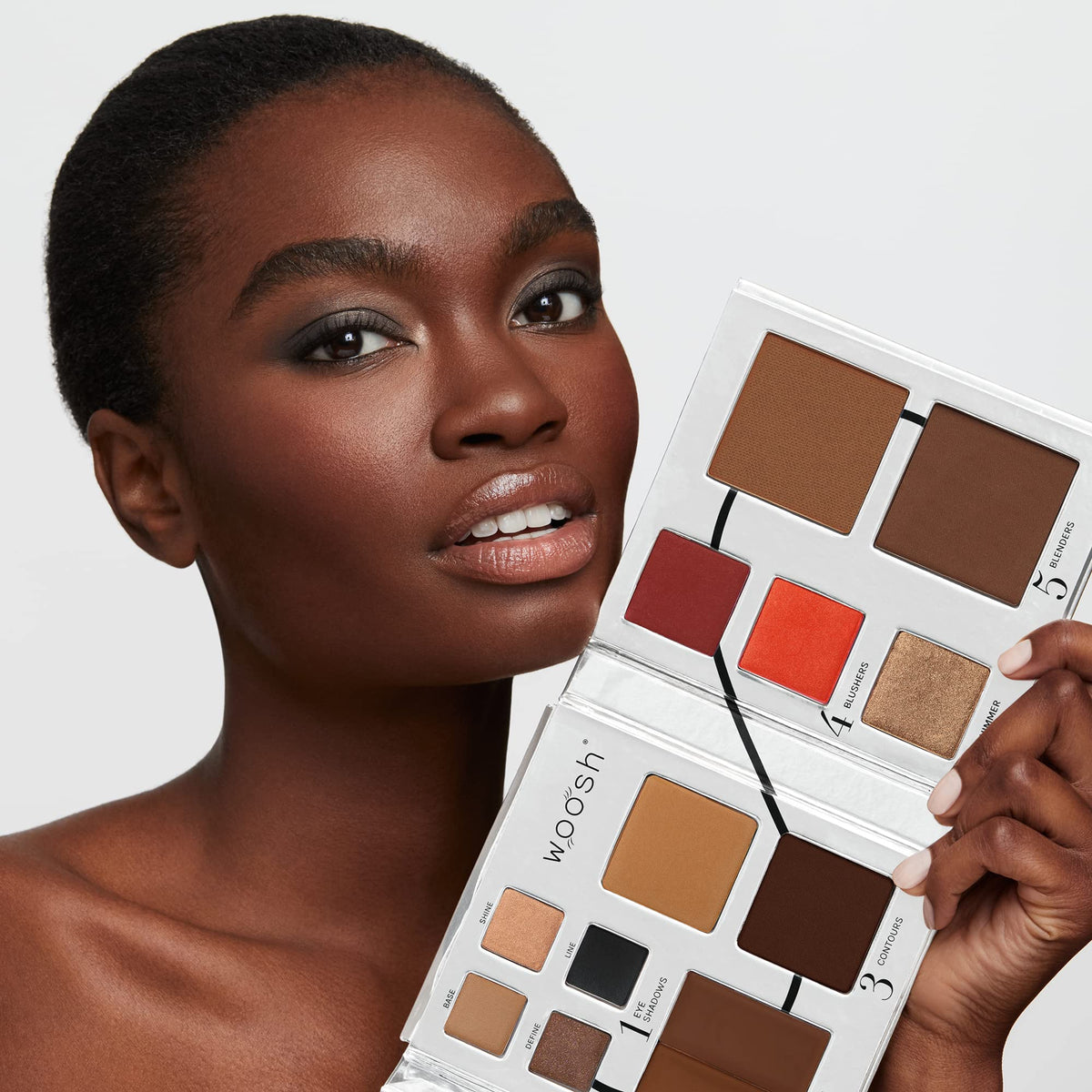 Woosh Beauty Fold Out Face Makeup Palette for Women, Nonrefillable – All-in-One Face Makeup Kit with Foundation, Concealer, Contour, Blush, Highlighter, Eyeshadow – Curated Shades by Skin Tone