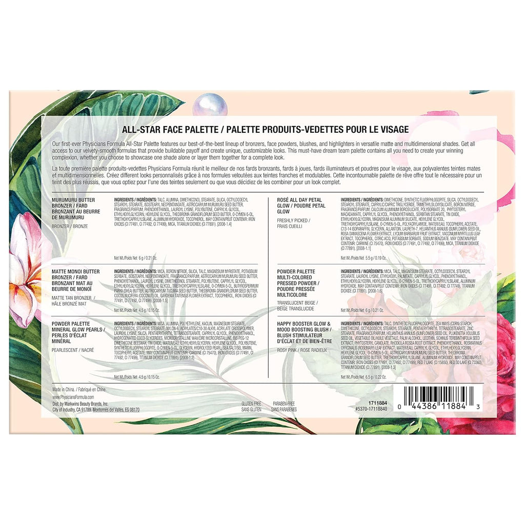 Physicians Formula All-Star Face Palette, Velvety-Smooth Buildable & Blendable Formulas,Versatile Matte and Multidimensional Shades, Cruelty-Free & Vegan - Natural