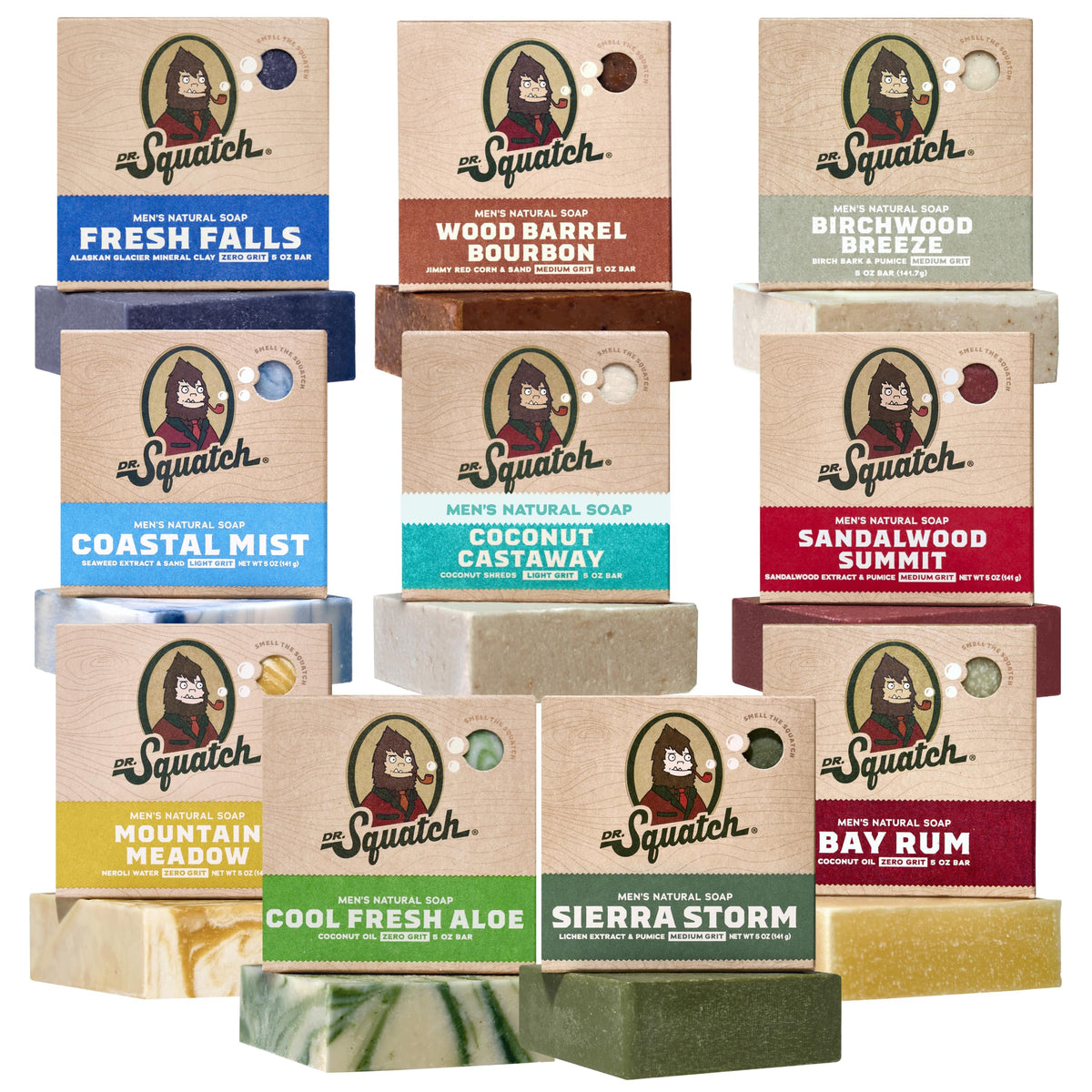 Dr. Squatch Natural Men’s Bar Soap, Body Soap Bar (5oz, 10-Pack)