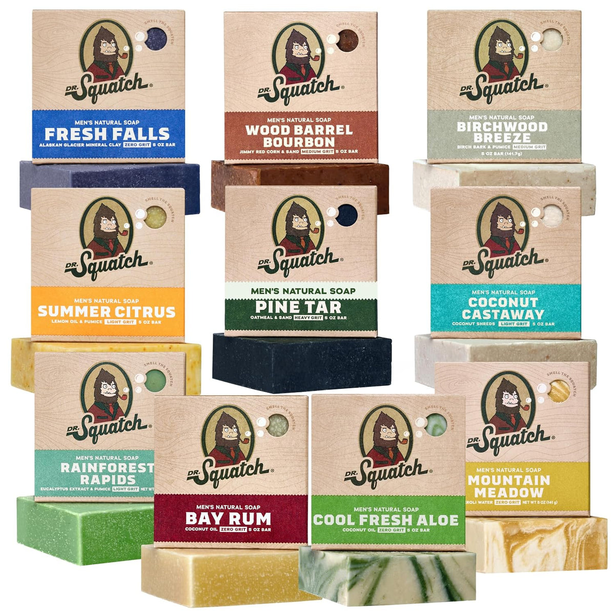 Dr. Squatch Natural Men’s Bar Soap, Body Soap Bar (5oz, 10-Pack)